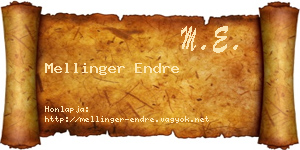 Mellinger Endre névjegykártya